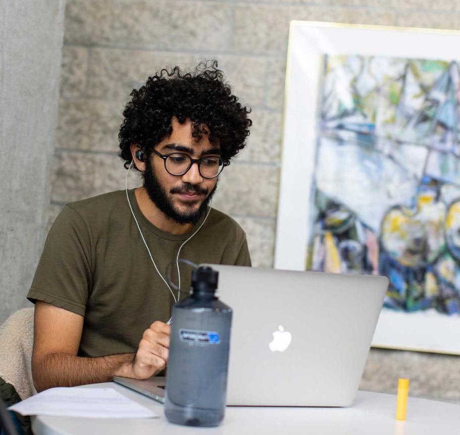 Student working on laptop